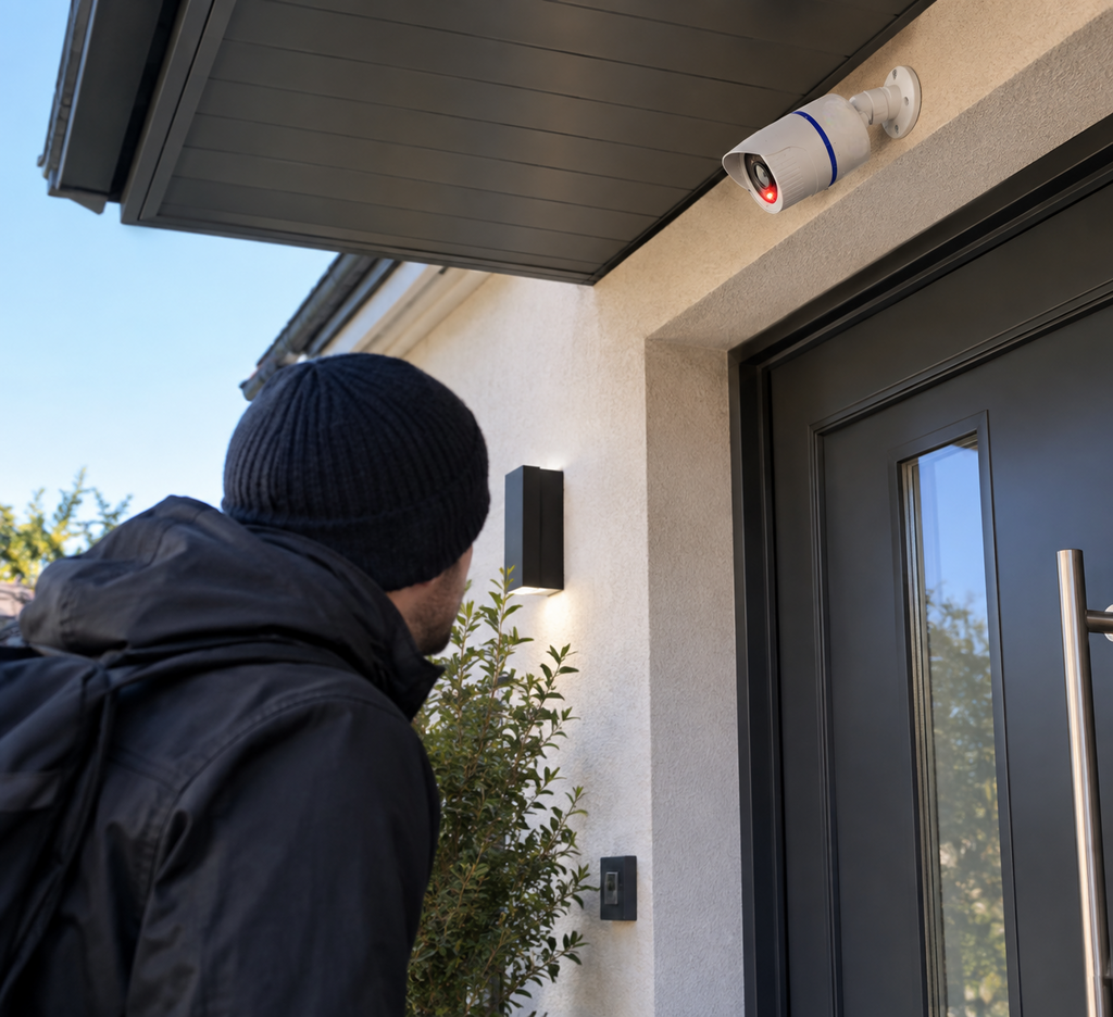 Caméra factice de surveillance SentinHome, détail extérieur