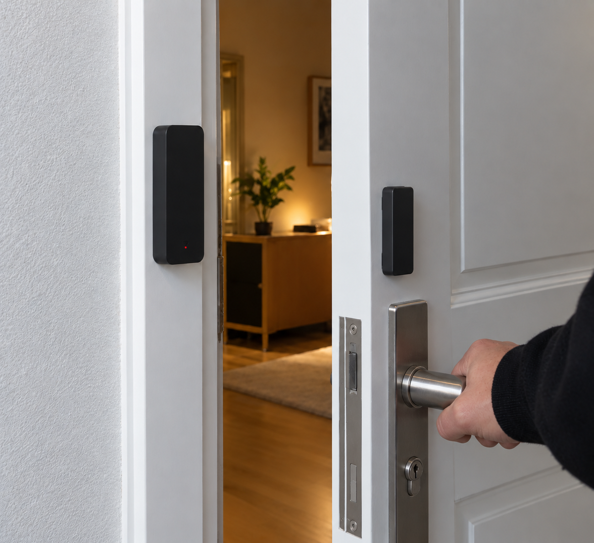 Capteur de porte connecté SentinHome, détail installation
